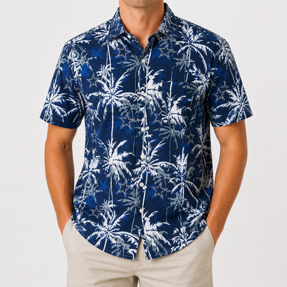 Dallas Cowboys Shirt Mens Medium NFL Team Apparel Football Hawaiian Palm